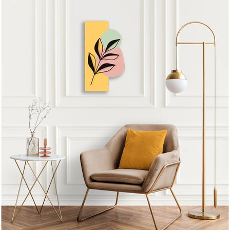 Minimalist Yaprak Metal Tablo 37x65 cm