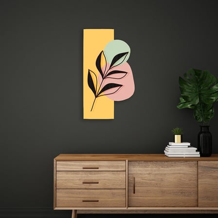 Minimalist Yaprak Metal Tablo 37x65 cm