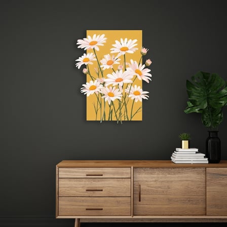 Papatyalar Metal Tablo 41x50 cm