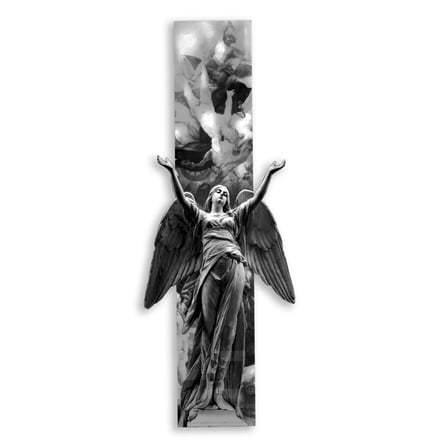 Kanatlı Melek Heykeli Metal Tablo 56x150 cm