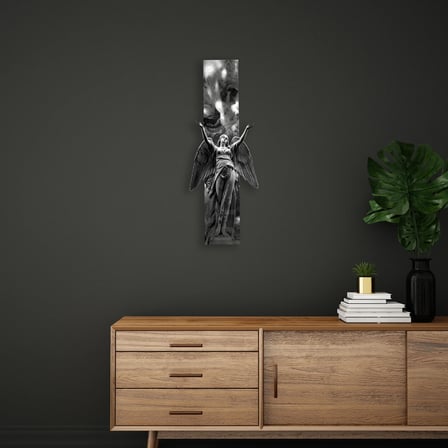Kanatlı Melek Heykeli Metal Tablo 56x150 cm