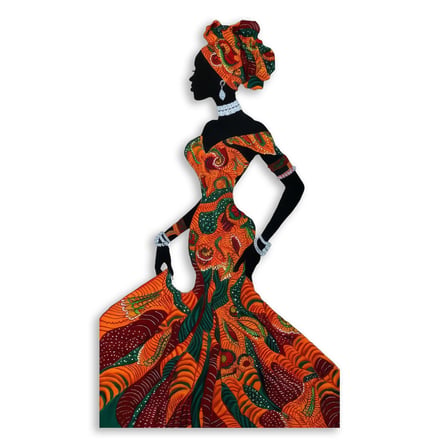 Etnik Afrikalı Kadın Metal Tablo 38x65 cm