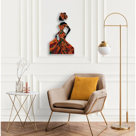 Etnik Afrikalı Kadın Metal Tablo 38x65 cm