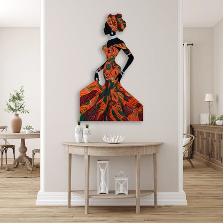 Etnik Afrikalı Kadın Metal Tablo 56x95 cm