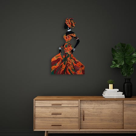 Etnik Afrikalı Kadın Metal Tablo 56x95 cm