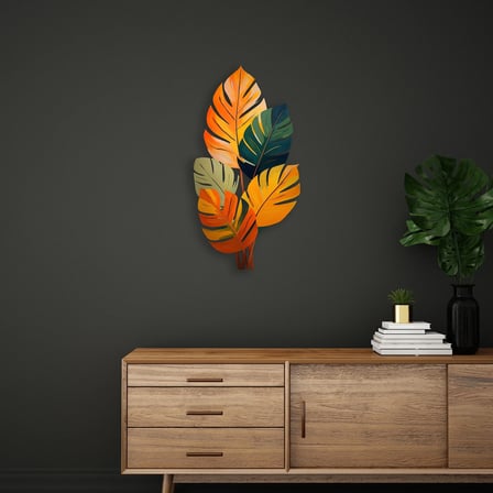 Tropikal Yapraklar Metal Tablo 50x95 cm