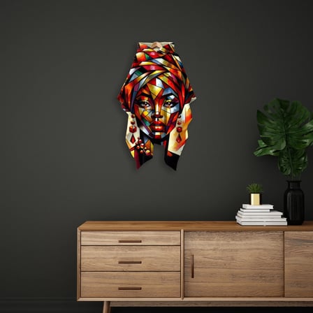 Mozaik Afrikalı Kadın Metal Tablo 49x80 cm