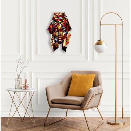 Mozaik Afrikalı Kadın Metal Tablo 58x95 cm