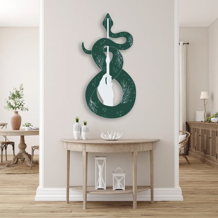 Mistik Yılan ve El Metal Tablo 42x80 cm