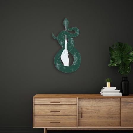 Mistik Yılan ve El Metal Tablo 42x80 cm