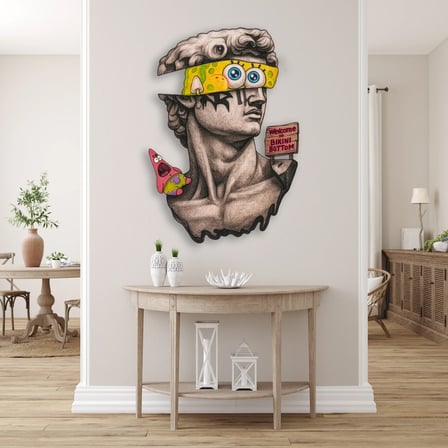 Sünger Bob'lu David (Pop Art) Metal Tablo 35x50 cm