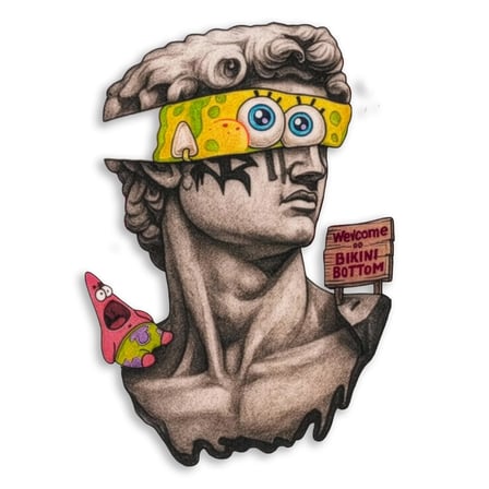 Sünger Bob'lu David (Pop Art) Metal Tablo 35x50 cm