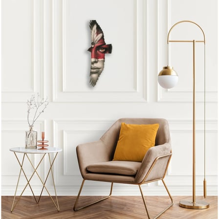 Kızılderili Portre (Tüylü) Metal Tablo 58x150 cm