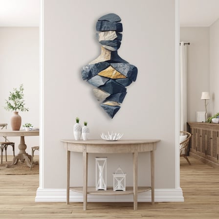 Taş Figür (Soyut İnsan) Metal Tablo 35x65 cm