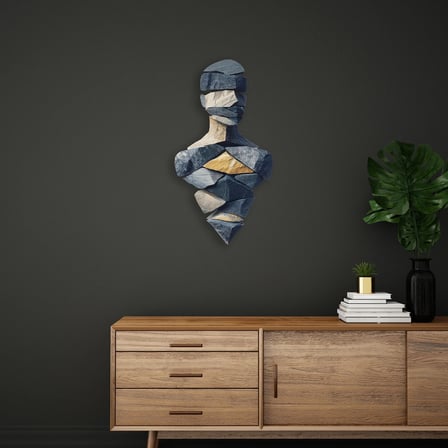 Taş Figür (Soyut İnsan) Metal Tablo 35x65 cm