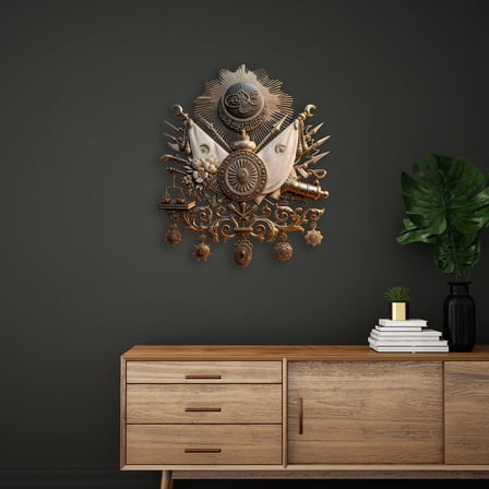 Osmanlı Devlet Arması Metal Tablo 81x95 cm