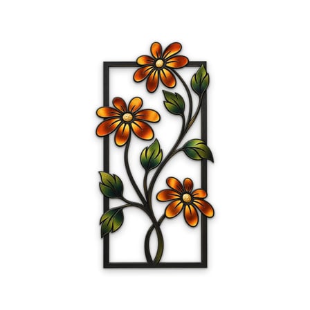 Bakır Çiçekli Çerçeve Metal Tablo 42x80 cm
