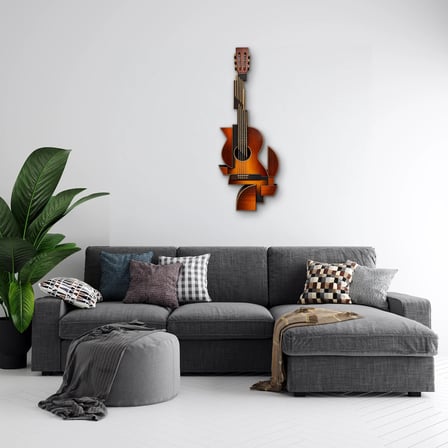 Geometrik Gitar Metal Tablo 55x150 cm