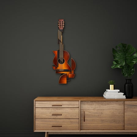 Geometrik Gitar Metal Tablo 55x150 cm