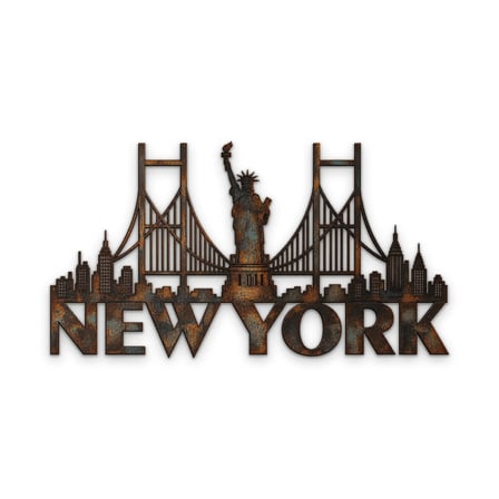 Paslı New York Silüeti Metal Tablo 60x33 cm