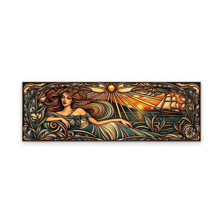 Art Nouveau Deniz Tanrıçası Metal Tablo 95x32 cm