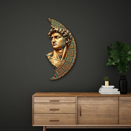 Turkuaz Patinalı Antik Büst Metal Tablo 40x80 cm