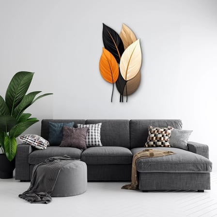Beş Yapraklı Minimal Buket Metal Tablo 35x65 cm
