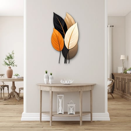 Beş Yapraklı Minimal Buket Metal Tablo 51x95 cm