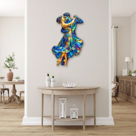 Mozaik Desenli Dans Eden Çift Metal Tablo 56x95 cm