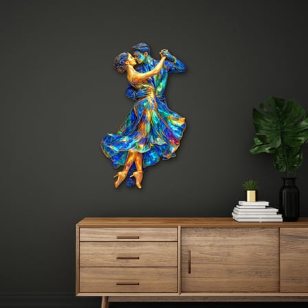 Mozaik Desenli Dans Eden Çift Metal Tablo 56x95 cm