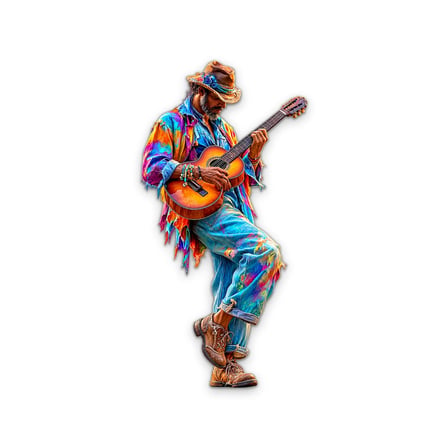 Renkli Bohem Gitarist Metal Tablo 41x80 cm
