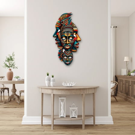 Afrika Maskesi Totemi Metal Tablo 34x65 cm
