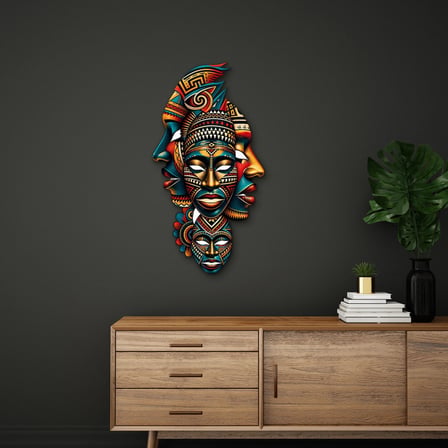 Afrika Maskesi Totemi Metal Tablo 34x65 cm