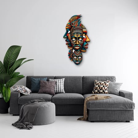 Afrika Maskesi Totemi Metal Tablo 42x80 cm