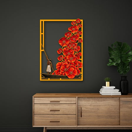 Gelincikler ve Kayıkçı Metal Tablo 45x65 cm