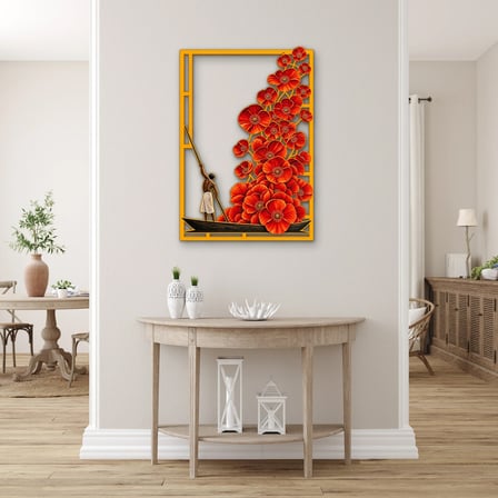 Gelincikler ve Kayıkçı Metal Tablo 86x125 cm