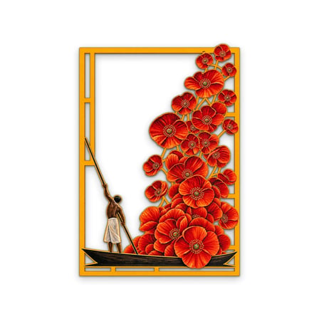 Gelincikler ve Kayıkçı Metal Tablo 86x125 cm