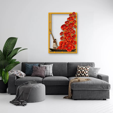 Gelincikler ve Kayıkçı Metal Tablo 86x125 cm
