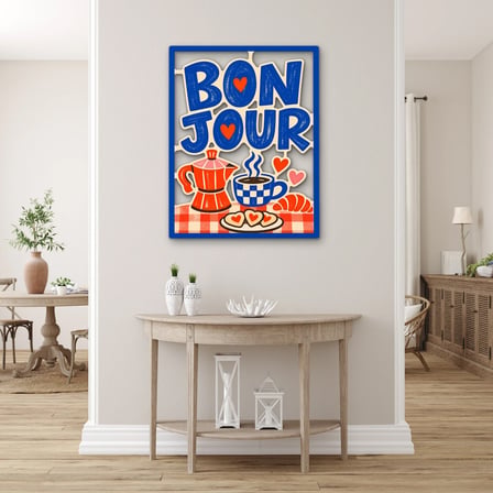 Bonjour Kahvaltı Tabelası Metal Tablo 39x50 cm