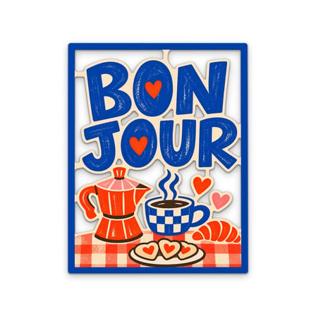 Bonjour Kahvaltı Tabelası Metal Tablo 39x50 cm