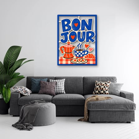 Bonjour Kahvaltı Tabelası Metal Tablo 39x50 cm