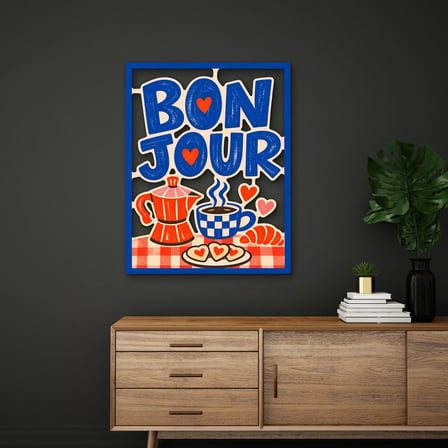 Bonjour Kahvaltı Tabelası Metal Tablo 39x50 cm