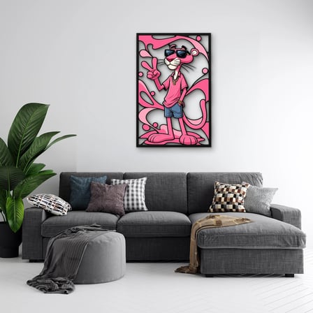 Güneş Gözlüklü Pembe Panter Metal Tablo 33x50 cm