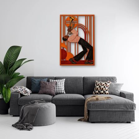 Turuncu Caz Trompetçisi Metal Tablo 44x65 cm