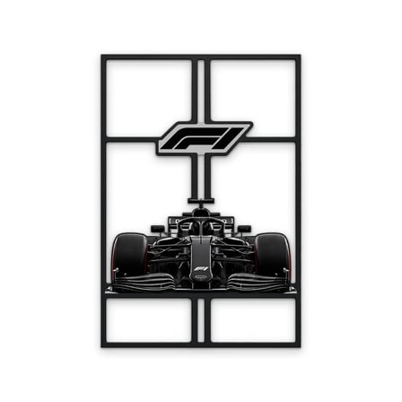 Siyah Formula 1 Yarış Aracı Metal Tablo 44x65 cm