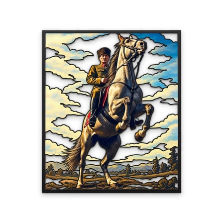 Şahlanan Atta Başkomutan Metal Tablo 81x95 cm