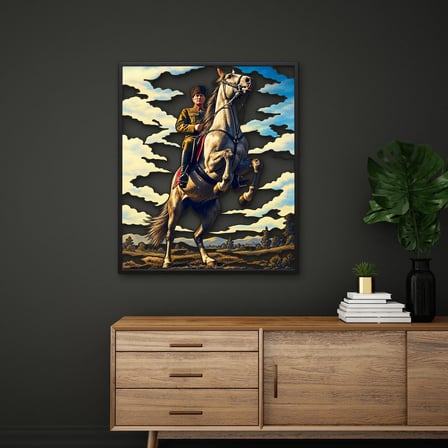 Şahlanan Atta Başkomutan Metal Tablo 81x95 cm