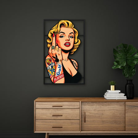 Dövmeli Pop Art İkon Metal Tablo 50x80 cm