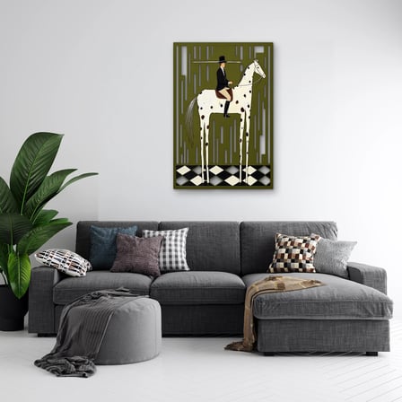 Benekli Atlı Zarif Binici Metal Tablo 44x65 cm