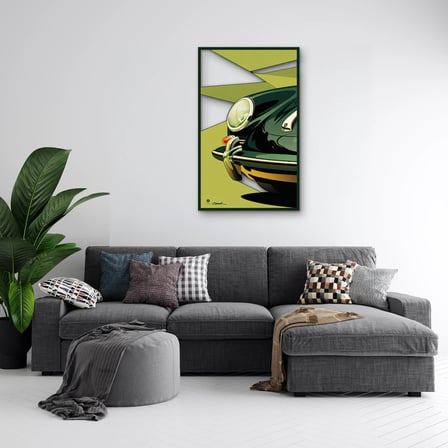Yeşil Klasik Spor Otomobil Metal Tablo 59x95 cm